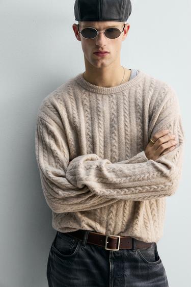 CABLE-KNIT SWEATER - camel by Zara - Image 4