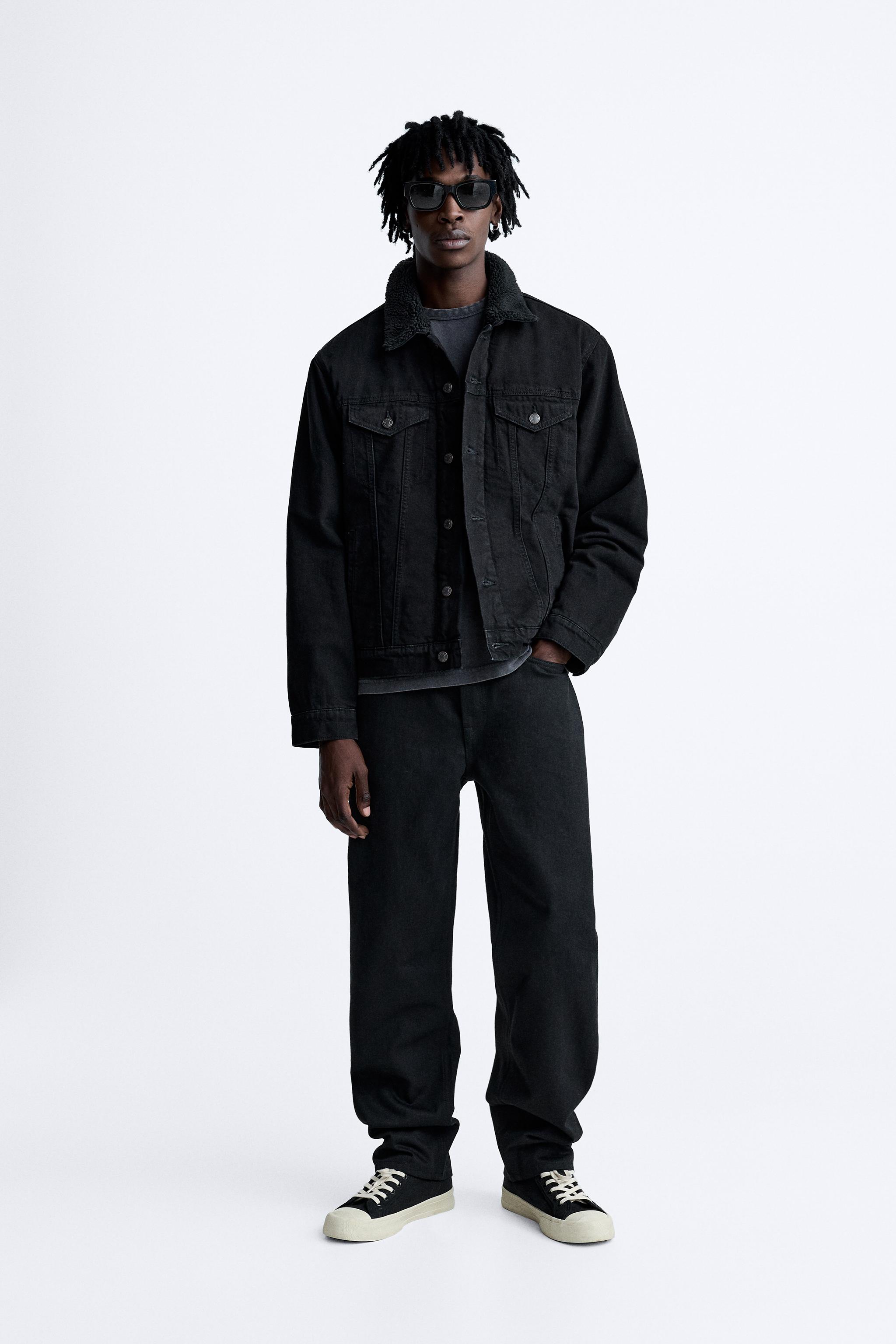 Black denim jacket mens zara sale