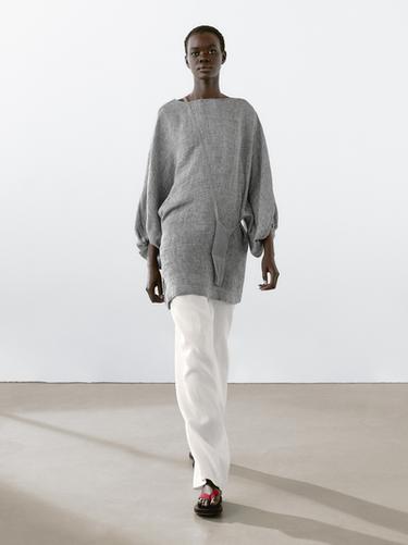 Zara Short dress with sleeve detail, 100% linen - Gray - Image 0