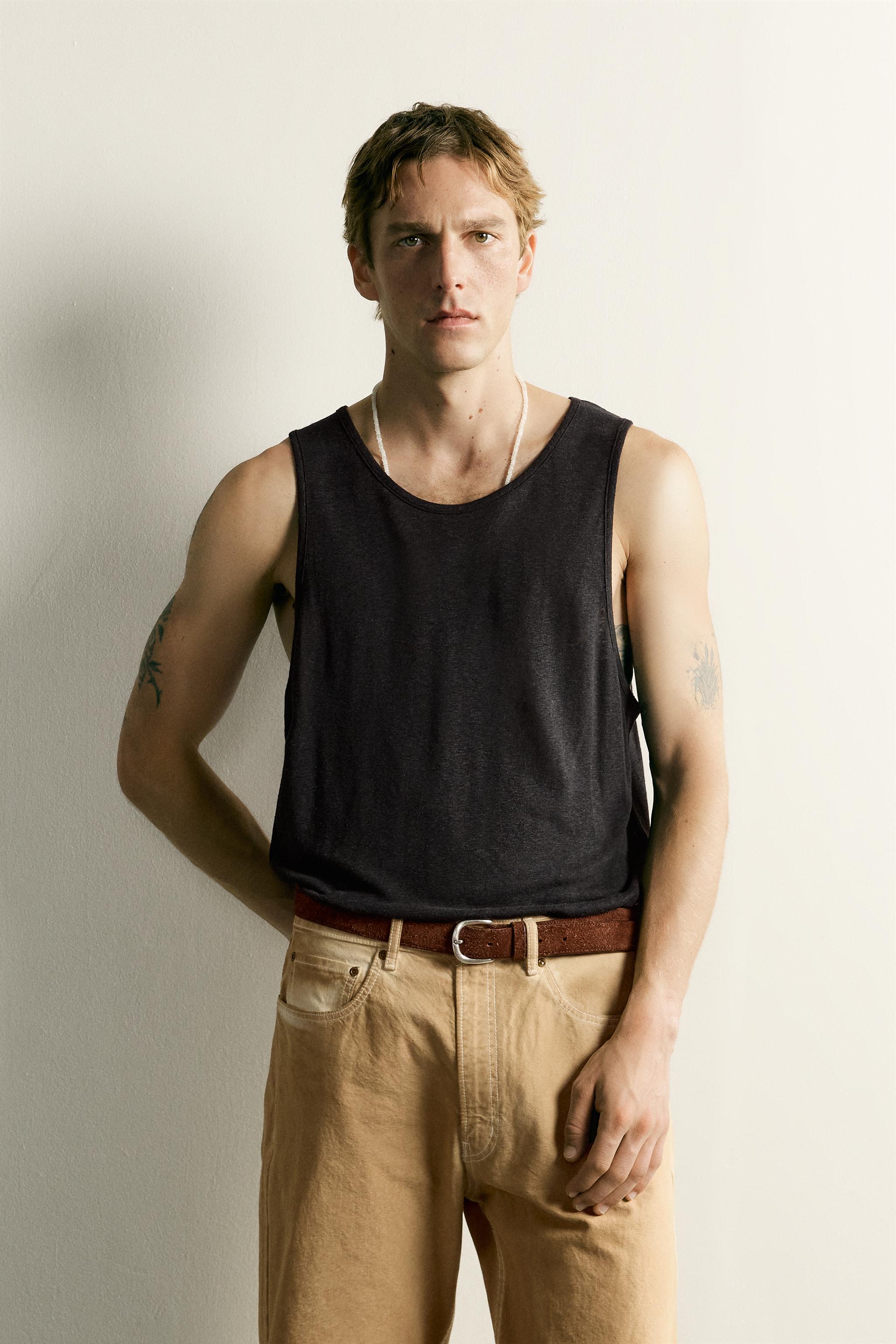 RELAXED FIT VISCOSE LINEN TANK TOP