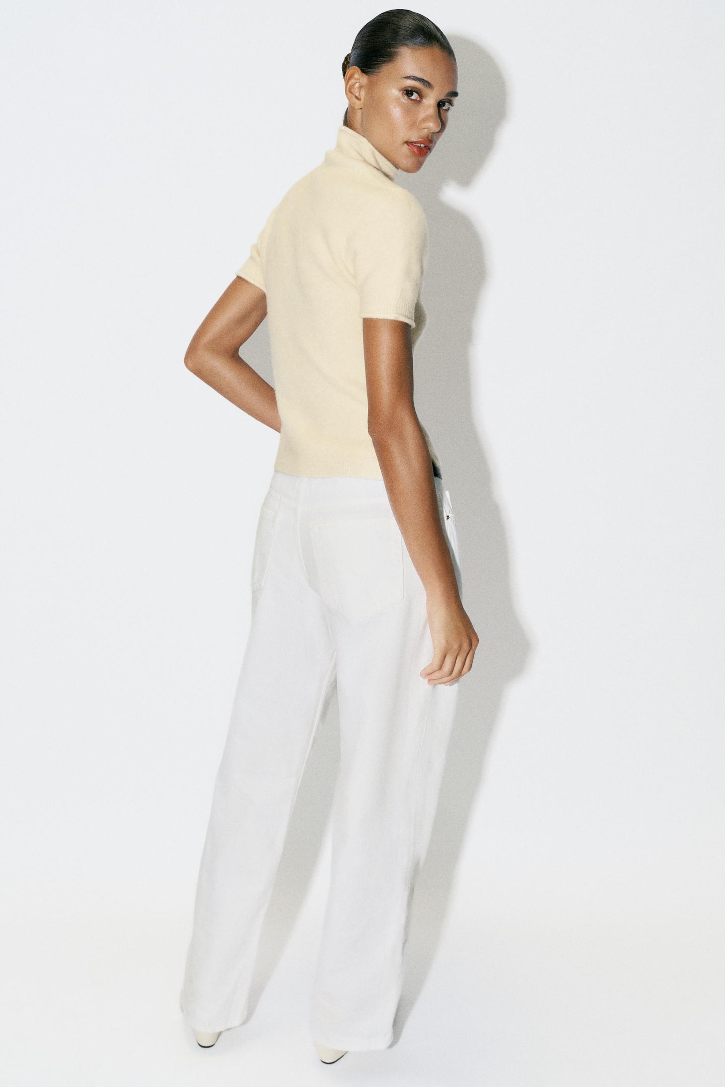 Женский свитер Zara Soft Short Sleeve Knit, цвет: Сливочный — фото 5