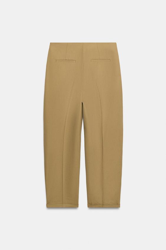 PANTALON TAILLE HAUTE PLIS ZW COLLECTION - Marron clair de Zara - Image 6