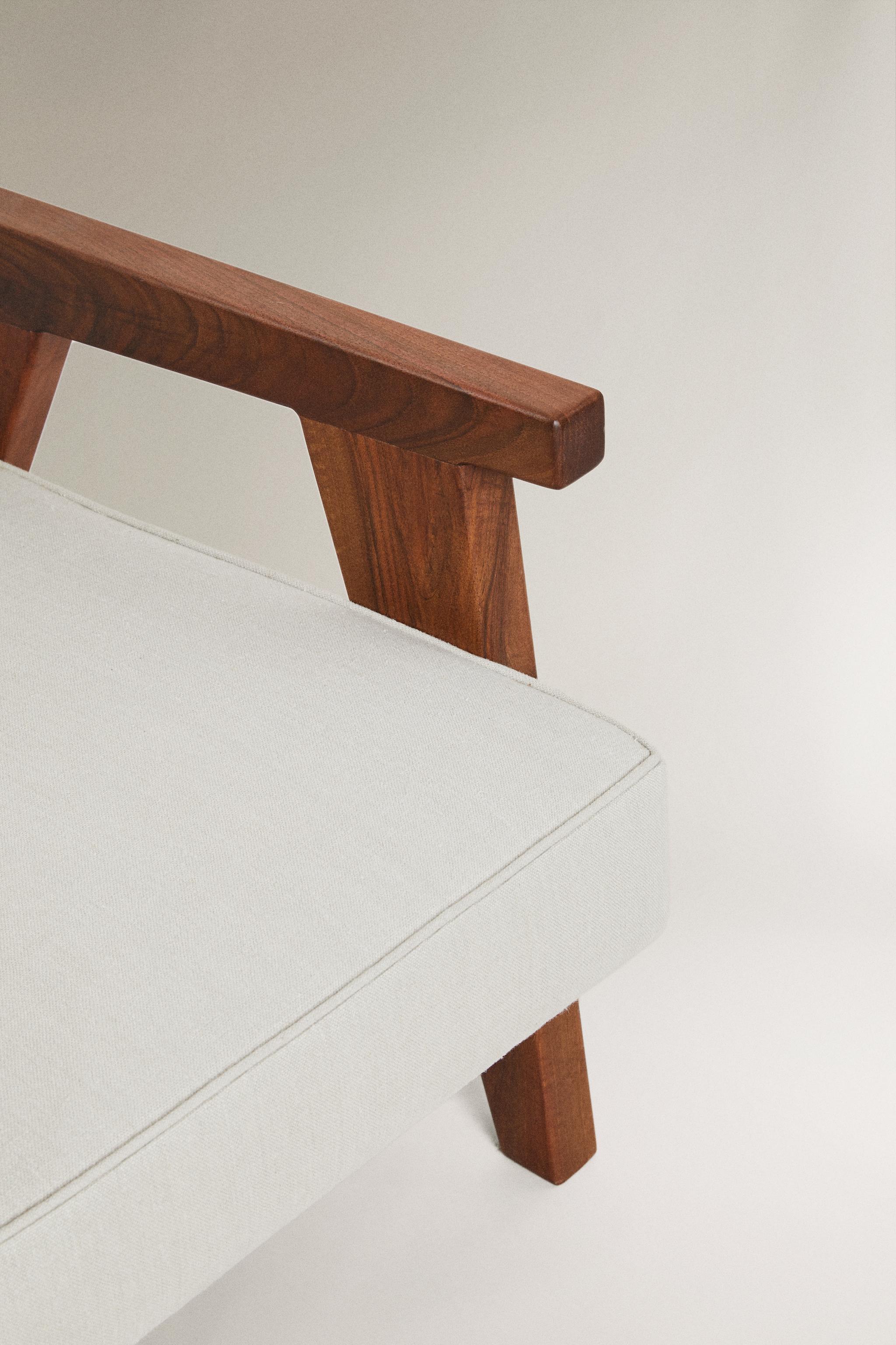 WALNUT UPHOLSTERED ACCENT CHAIR ZARA HOME BY BLASCO - Ecru | ZARA