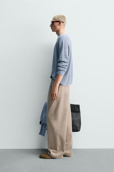 SILK/LINEN TEXTURED JUMPER - Sky blue by Zara - Image 3