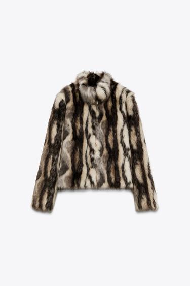 MANTEAU EFFET FAUSSE FOURRURE COLLECTION ZW - Gris / Beige de Zara - Image 2