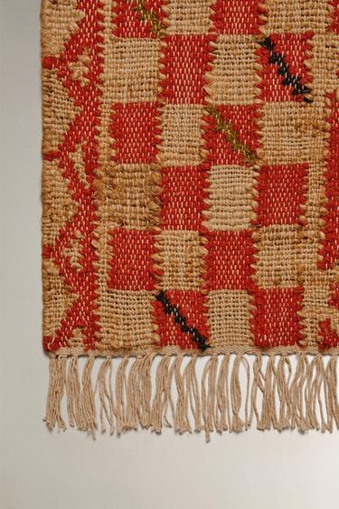 TAPIS JUTE IMPRIMÉ GÉOMÉTRIQUE - Rouge de Zara - Image 2