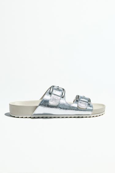 FLAT METALLIC EFFECT SANDALS - Multicoloured by Zara