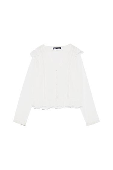 CONTRAST DOTTED MESH SHIRT