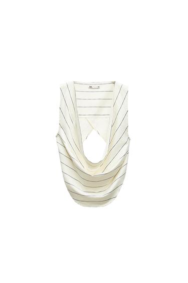 STRIPED TOP WITH COWL NECKLINE