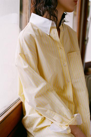OVERSIZED POPLIN SHIRT - Yellow by Zara - Image 2