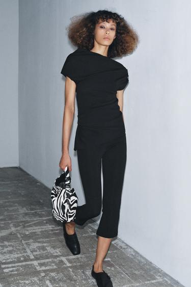 PANTALON CAPRI CRÊPE À OUVERTURE - Noir de Zara - Image 3