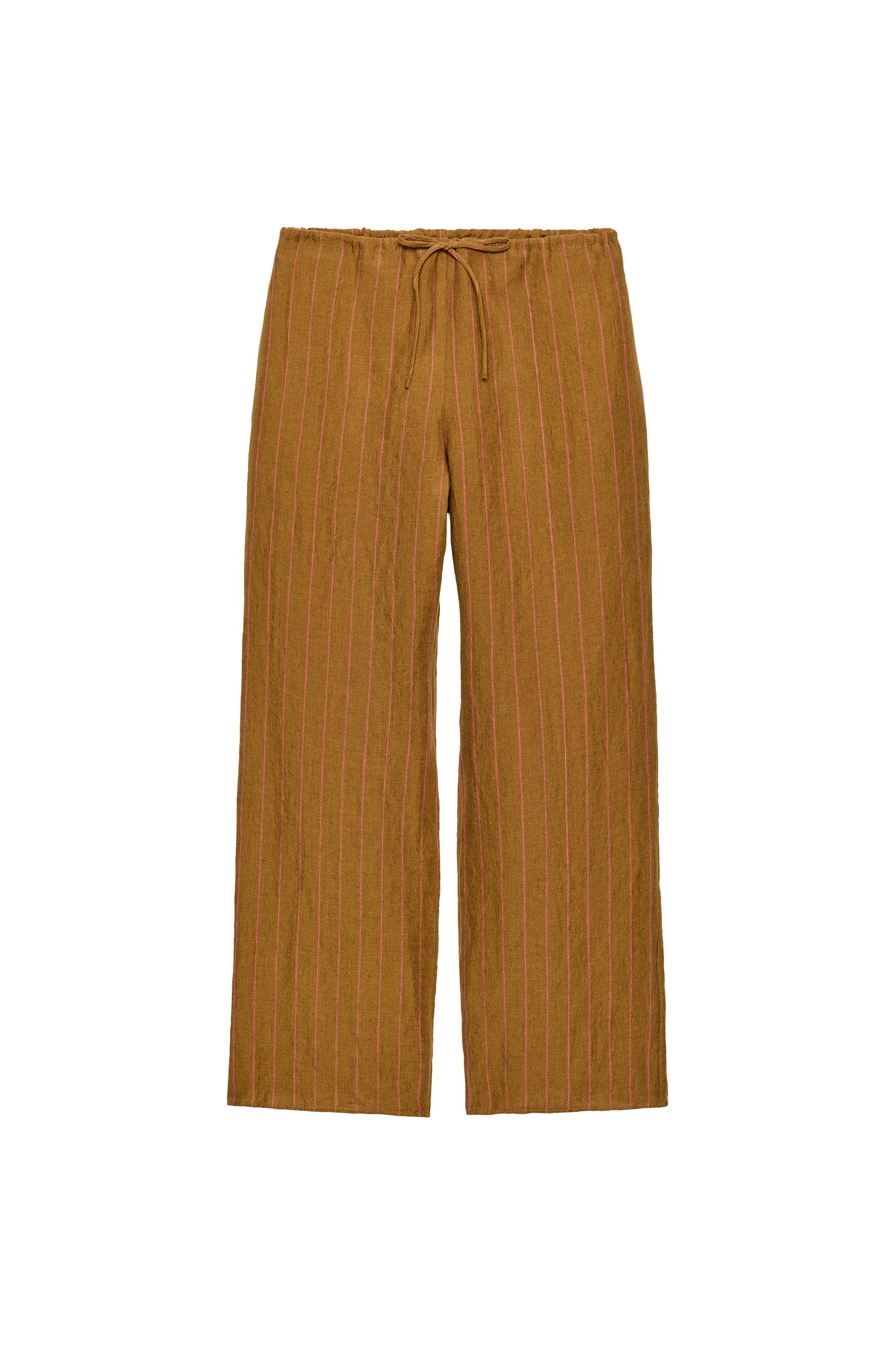 100% LINEN STRIPED PANTS