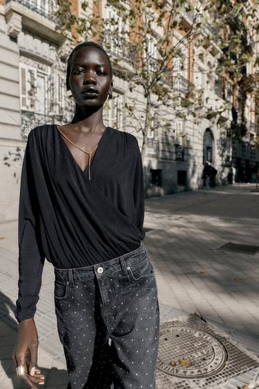 JEAN Z1975 AMPLE DROIT TAILLE HAUTE BRILLANTS - Noir de Zara - Image 3