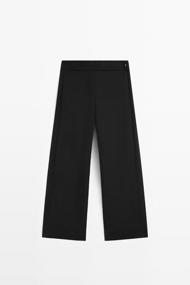 Zara Straight-leg flowing pants - Black - Image 0