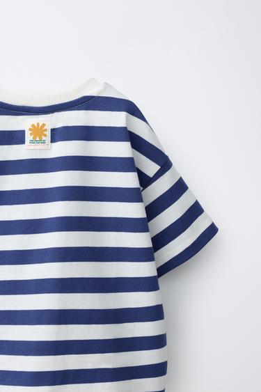 T-SHIRT À RAYURES - Bleu de Zara - Image 3