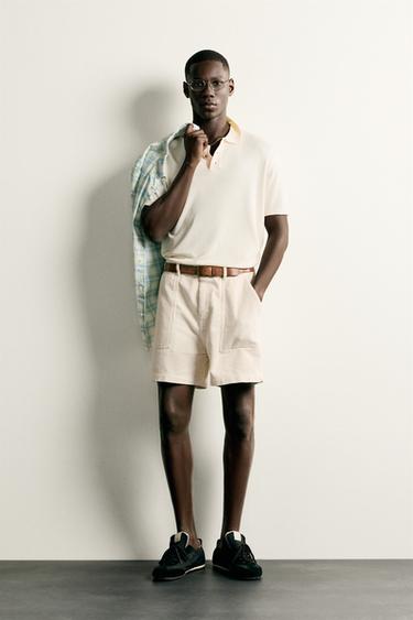 REGULAR FIT KNIT POLO SHIRT - Ecru by Zara
