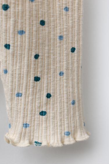 LEGGING STRUCTURE FLEURS - Écru / Bleu de Zara - Image 3