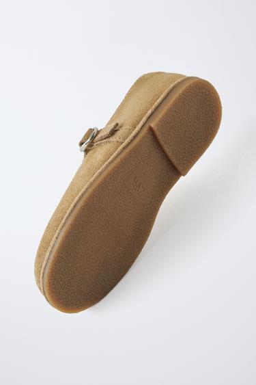 LEATHER BALLERINAS - Sand Brown by Zara