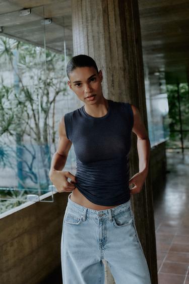 Z1975 HIGH-WAIST JEANS WITH FRONT SEAMS - Light blue by Zara - Image 3