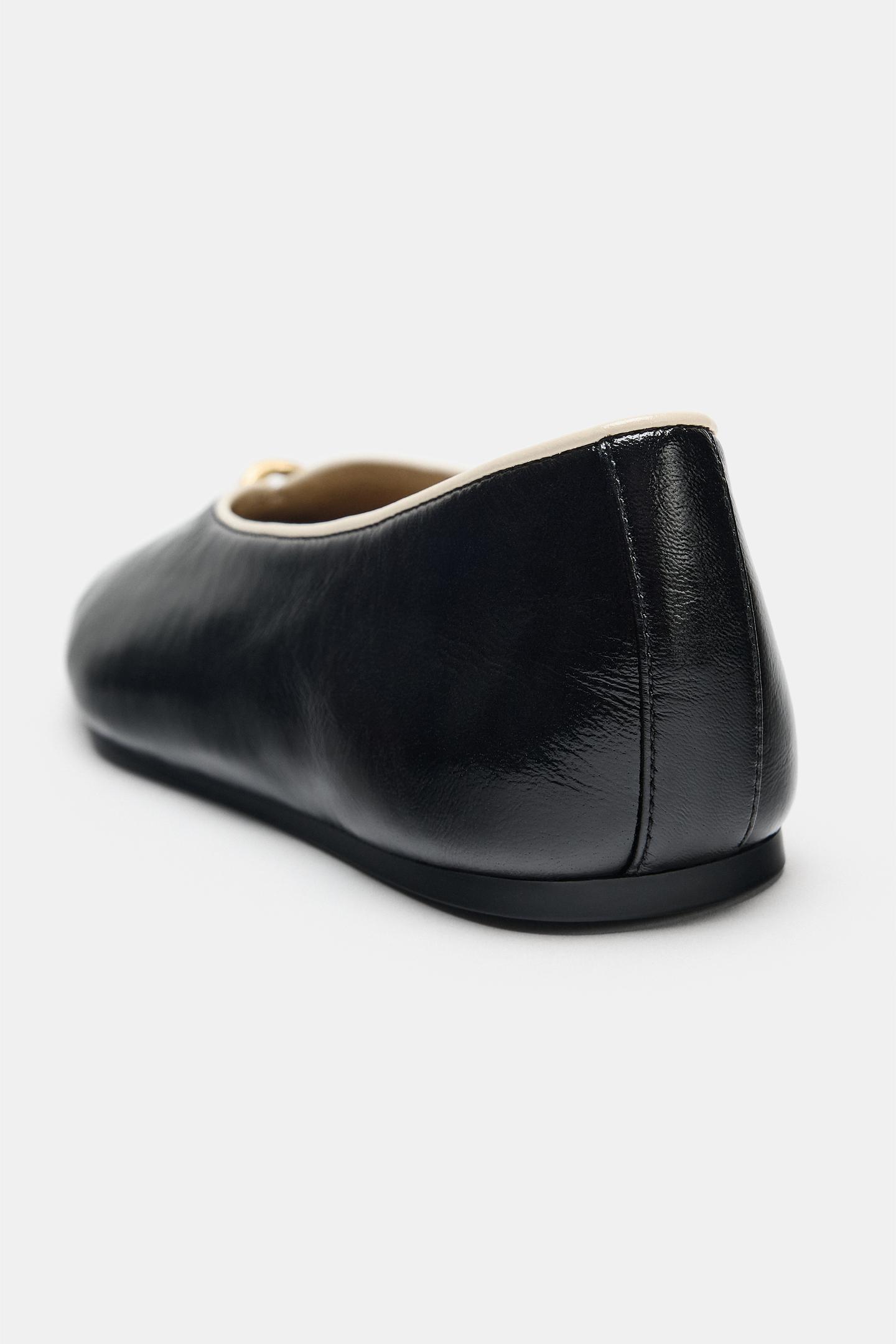 Женские балетки Zara Leather Ballerinas with Metallic Detail, цвет: Разноцветный — фото 6
