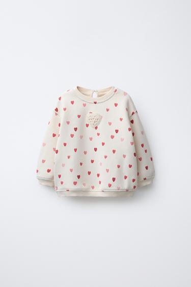 HEARTS SWEATSHIRT - Ecru by Zara