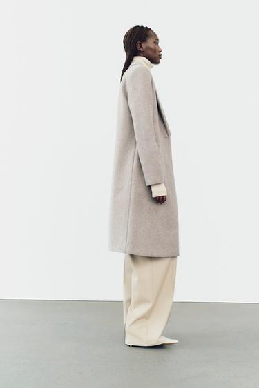 MANTEAU BASIQUE DOUX - Beige chiné de Zara - Image 3