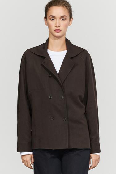 Double-breasted detail shirt — Brown 2