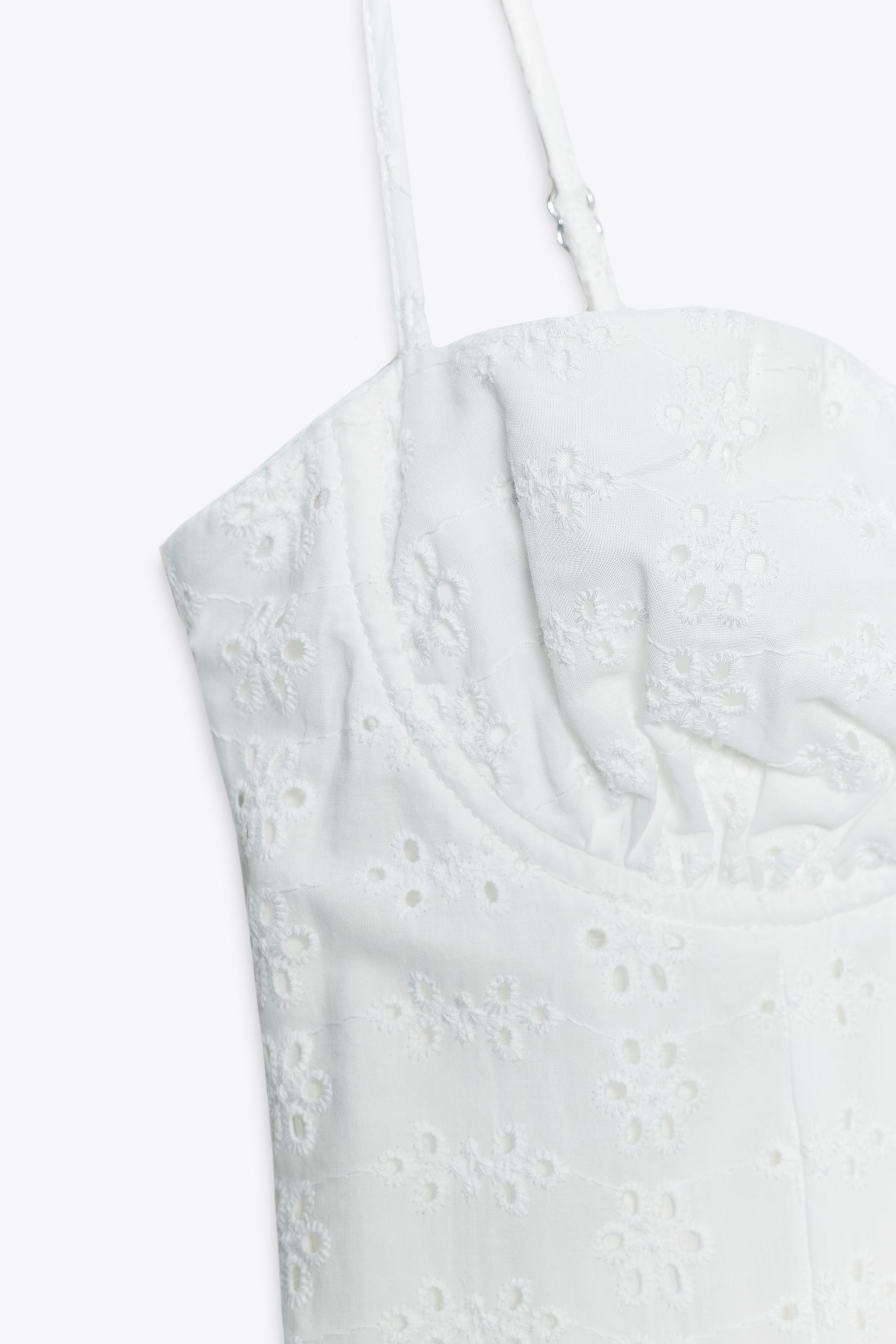 ROBE MIDI CORSET AVEC BRODERIES AJOURÉES