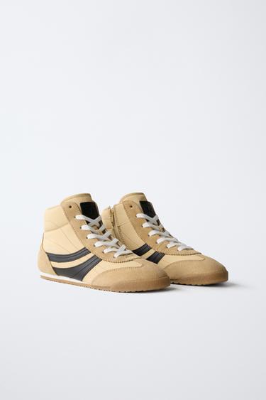 BOXING HIGH-TOP SNEAKERS - Sand Brown by Zara