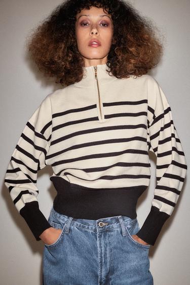 JERSEY PUNTO RAYAS CREMALLERA - rayas de Zara - Imagen 0