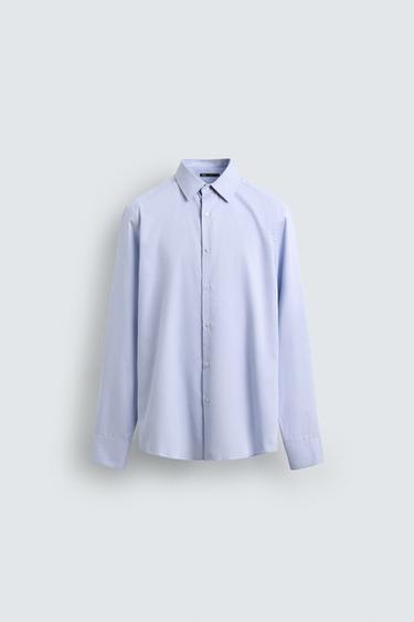 Zara SLIM FIT TEXTURED SHIRT - Sky blue