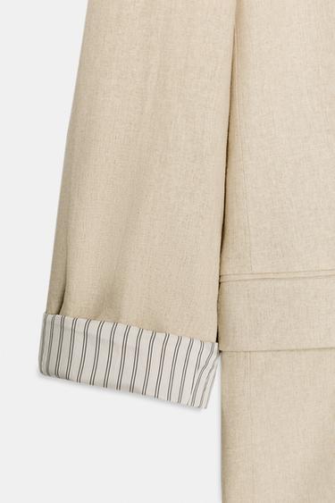 VESTE AVEC LIN À MANCHES RETROUSSÉES - Beige clair de Zara - Image 9