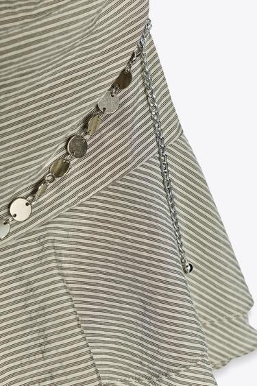 ROBE COURTE HALTER CEINTURE RAYURES - Beige-marron de Zara - Image 9