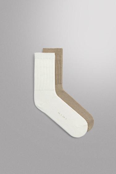 2-PACK TRAINING SOCKS - ecru-white by Zara