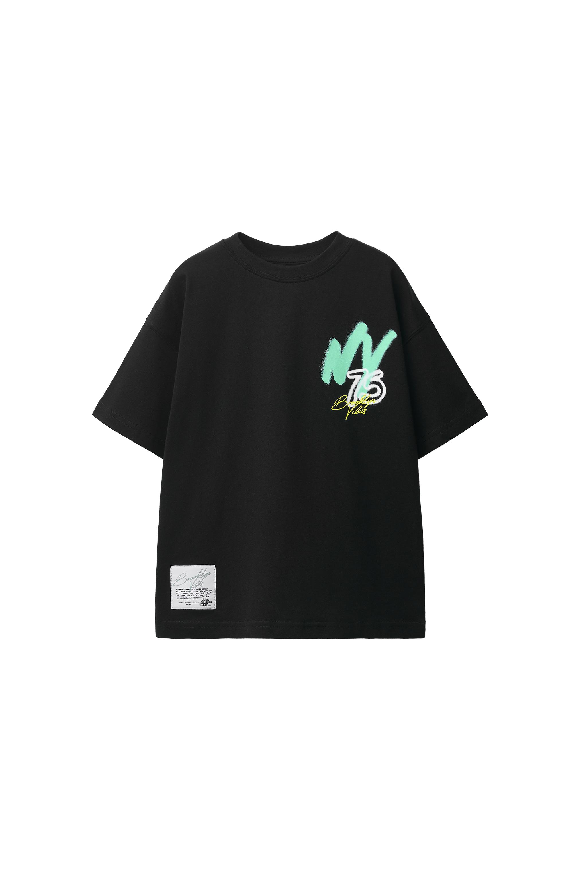 ZARA　ザラ　グラフィティ　ストライプ　シャツ　HiHi Jets　猪狩蒼弥 GRAFFITI PRINT T-SHIRT - Black | ZARA United States