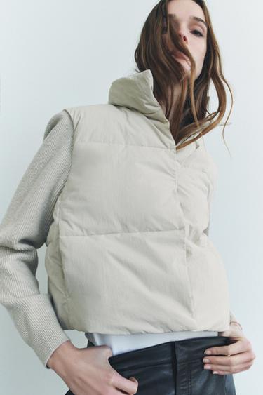 ZW COLLECTION COMBINED QUILTED JACKET - Ecru by Zara
