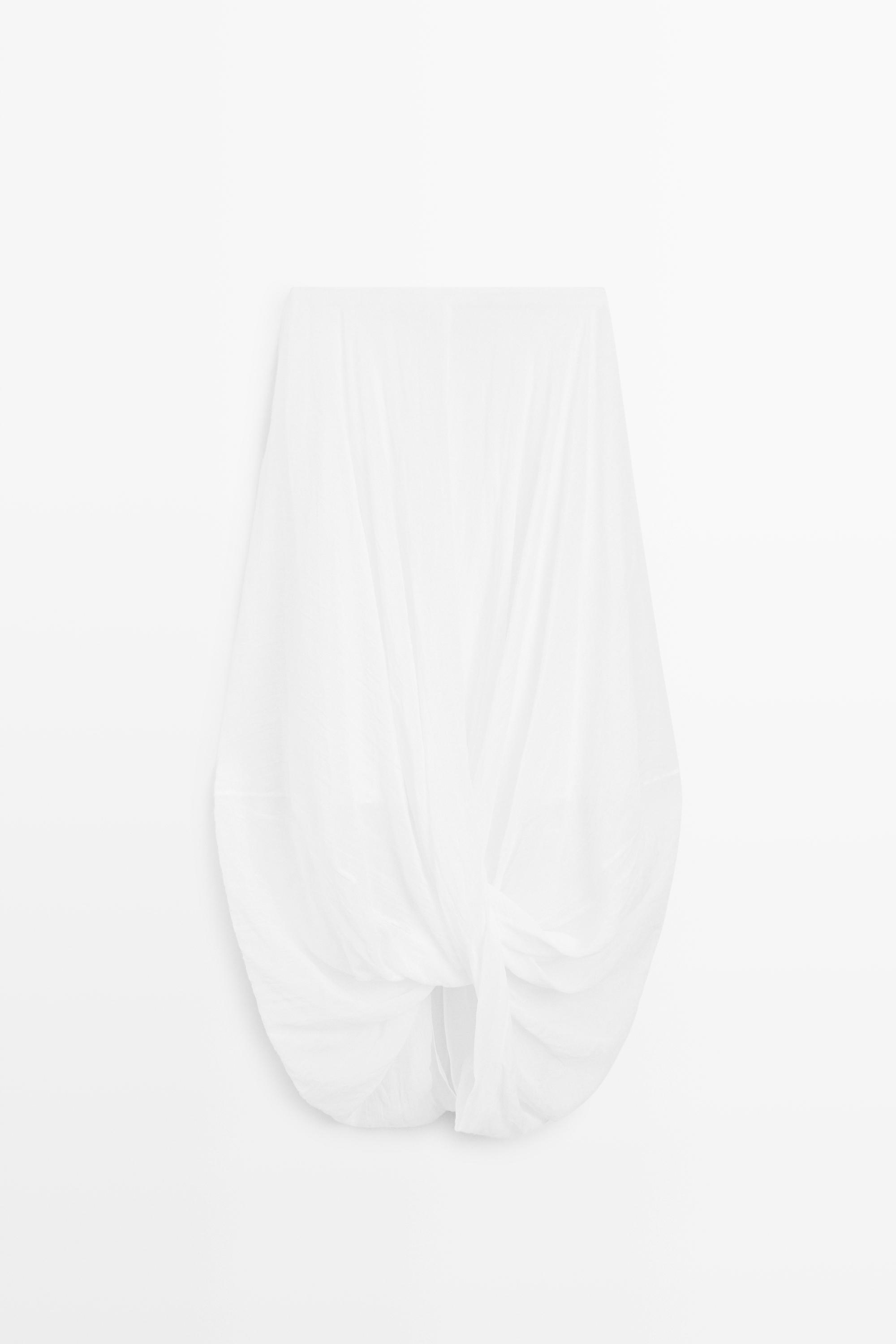 Crossover midi skirt with draped detail