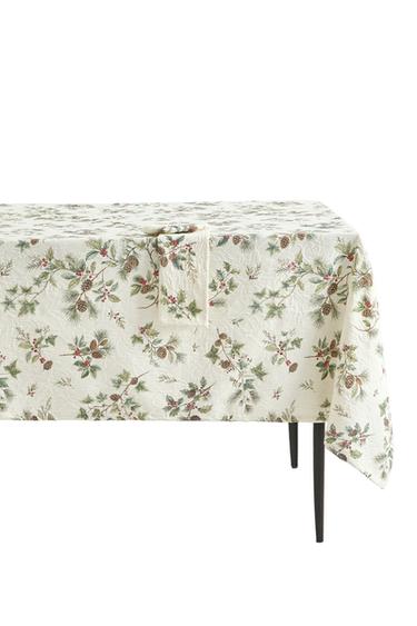 CHRISTMAS JACQUARD COTTON TABLECLOTH - Green by Zara