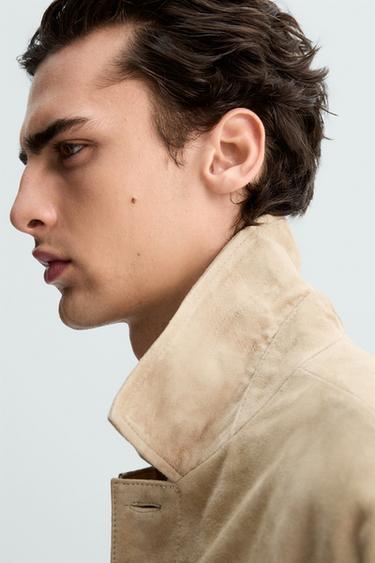 SUEDE LEATHER OVERSHIRT - Sand by Zara