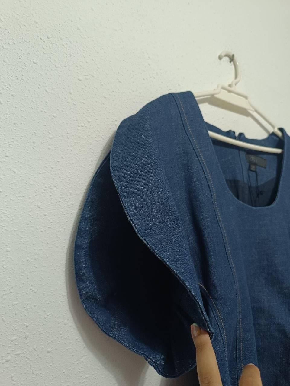 ZW COLLECTION DENIM PUFF SLEEVE BLOUSE - Image 4