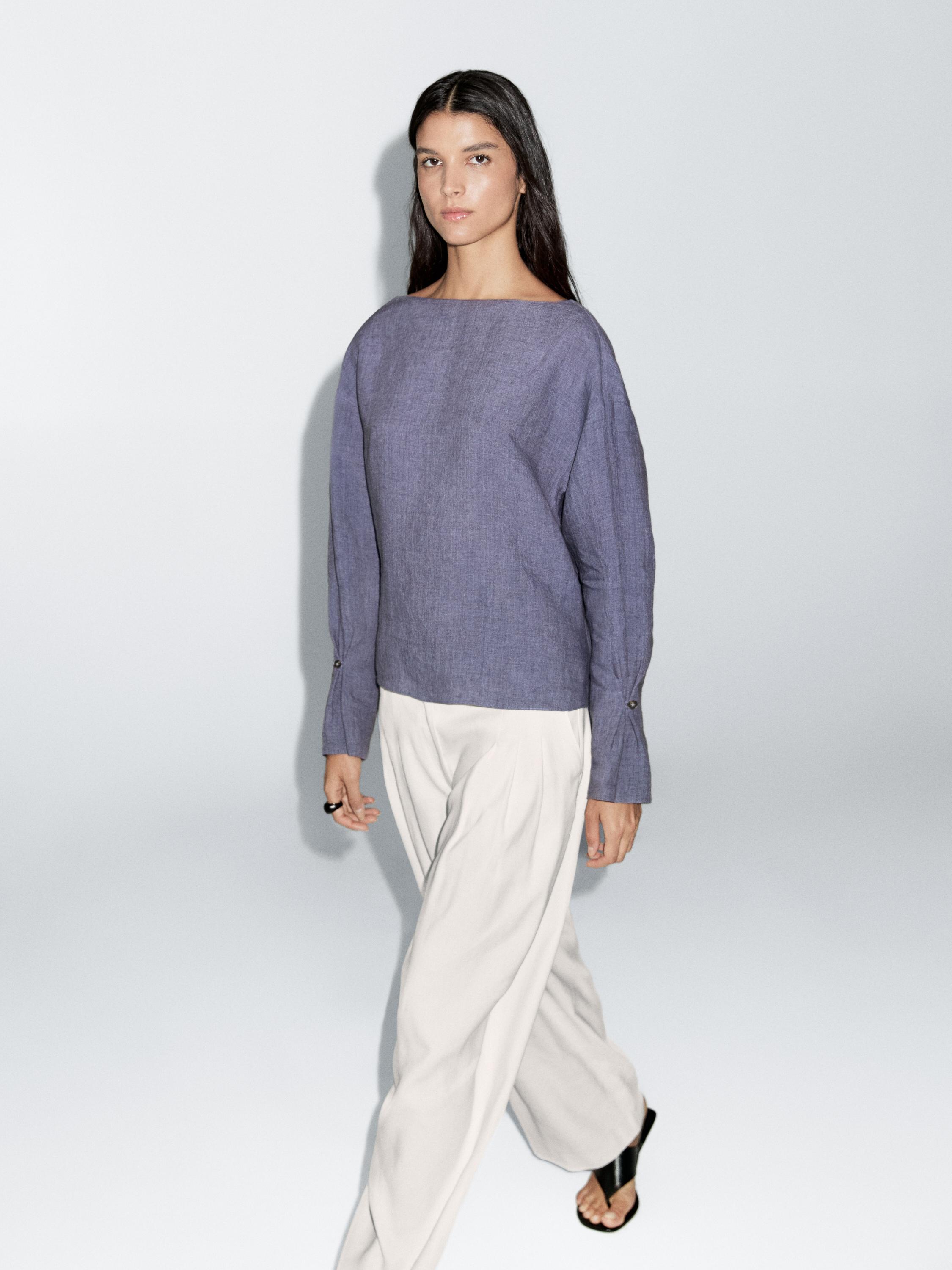 V-neck blouse with sleeve detail