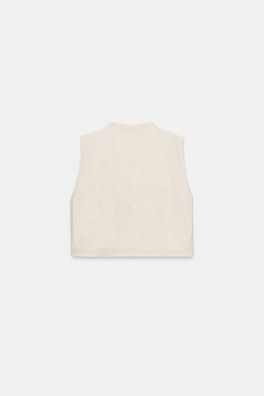 TEXTURED KNIT WAISTCOAT TOP - Ecru by Zara - Image 7