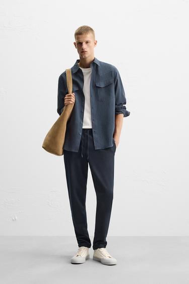EASY CARE JOGGER WAIST TROUSERS - Navy blue by Zara - Image 0