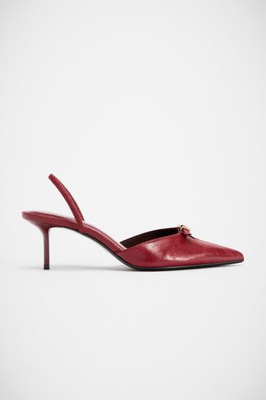 ZAPATO TACÓN DESTALONADO HEBILLA - Rojo de Zara