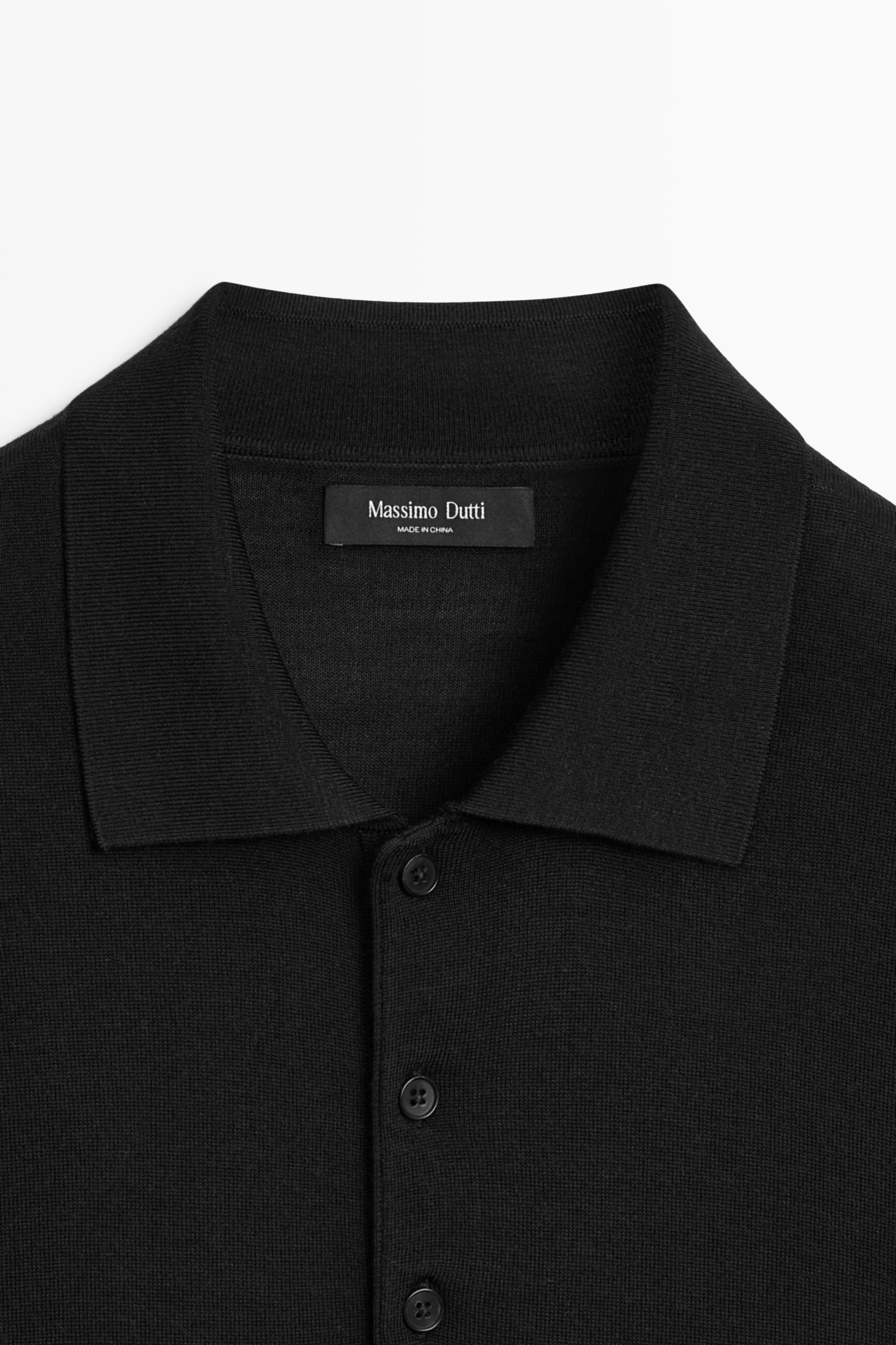Wool blend knit polo shirt