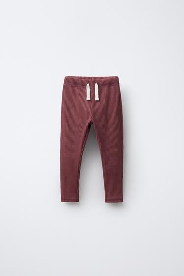 QUẦN LEGGING VẢI GÂN ĐÍNH NHÃN - Màu đỏ tía nhạt từ Zara