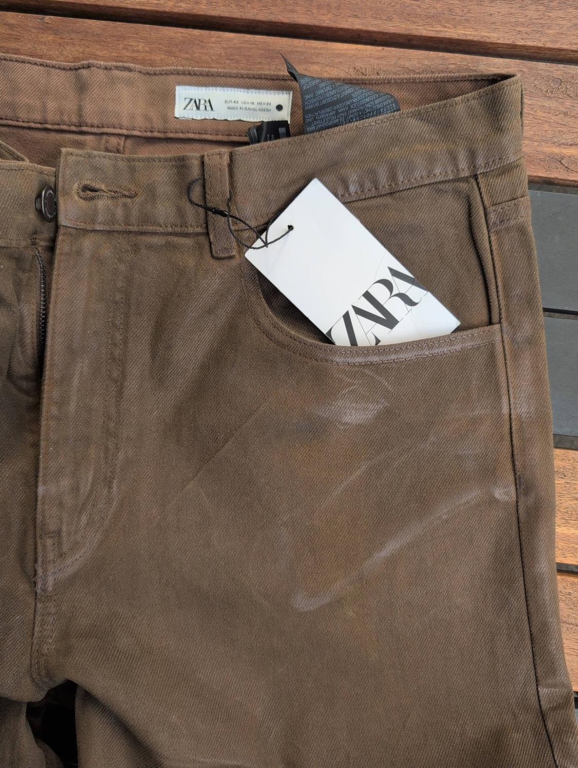 ZW COLLECTION RELAXED MID-WAIST WAXED JEANS - Image 5