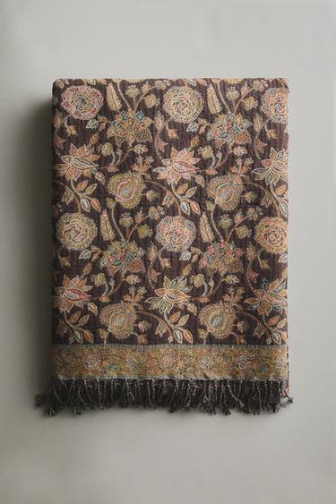 FLORAL JACQUARD THROW - Blue by Zara - Image 5