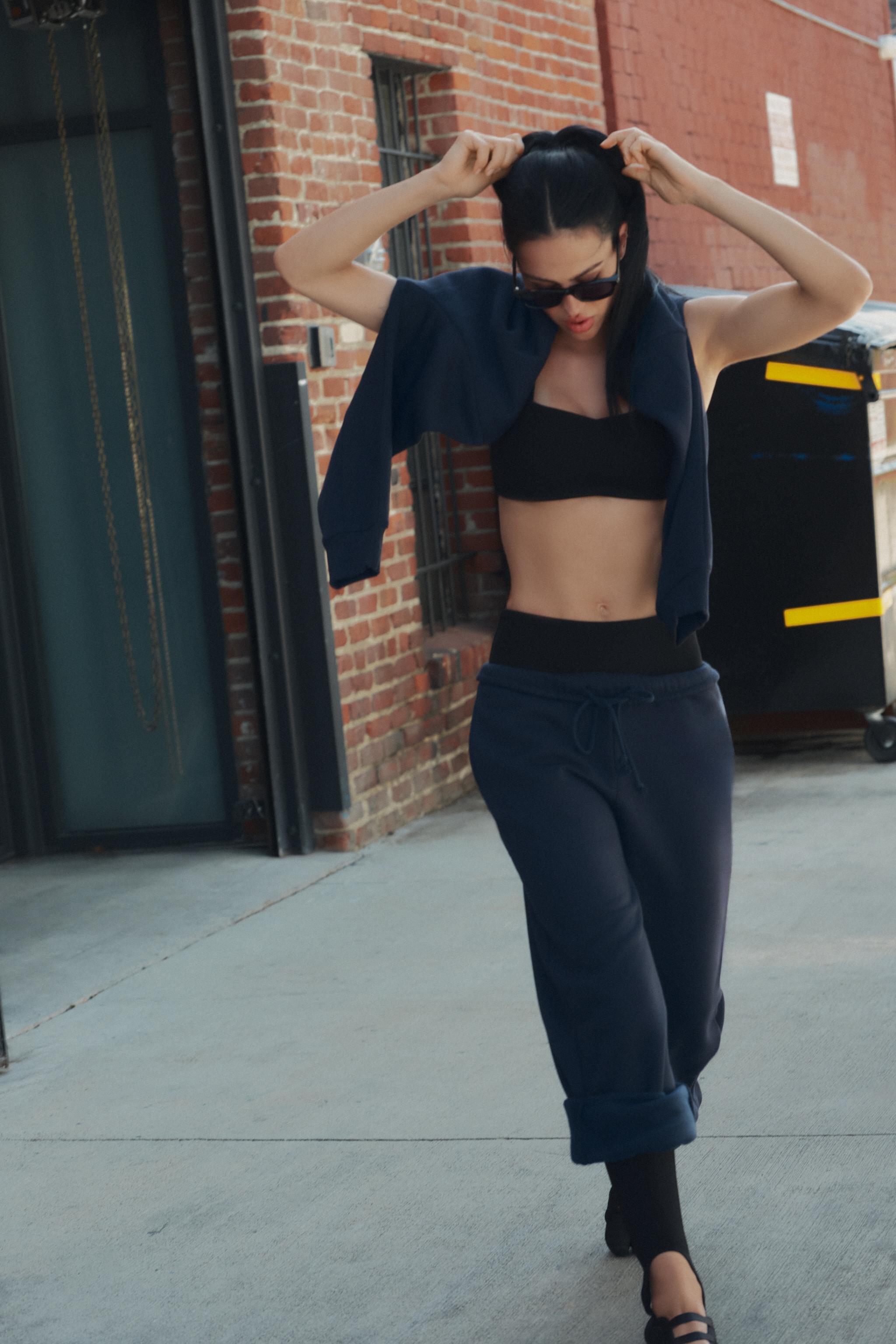 Pantalon Jogging Zara Femme Taille Haute - Noir, Taille S, Défauts Réparés (voir Photos)