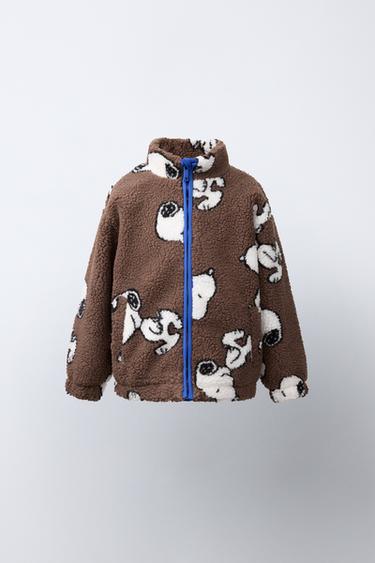 Zara SNOOPY PEANUTS™ SHEARLING-EFFECT JACKET - Brown